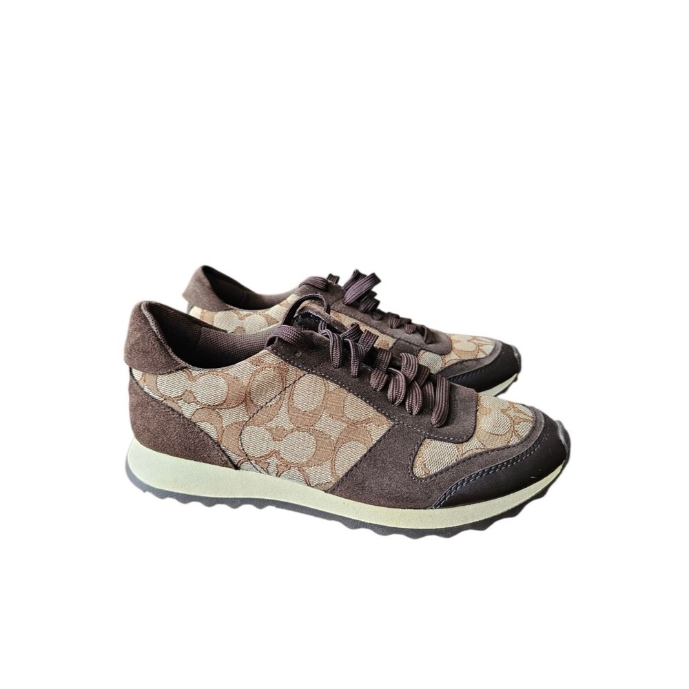 Coach Mason Signature Jacquard Khaki Chestnut Sneakers